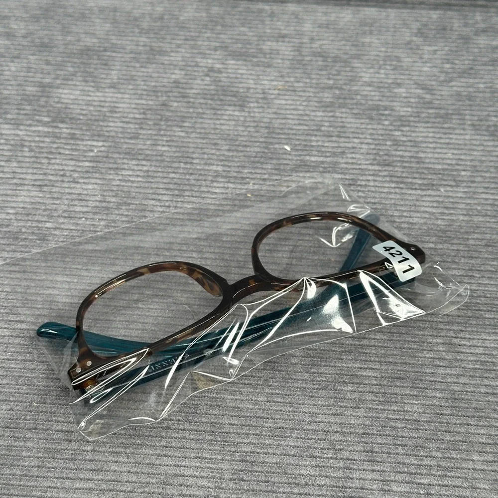 Zenni Optical Tortoiseshell Teal Square Y2K Eyeglasses Frames 4443425 Vtg
